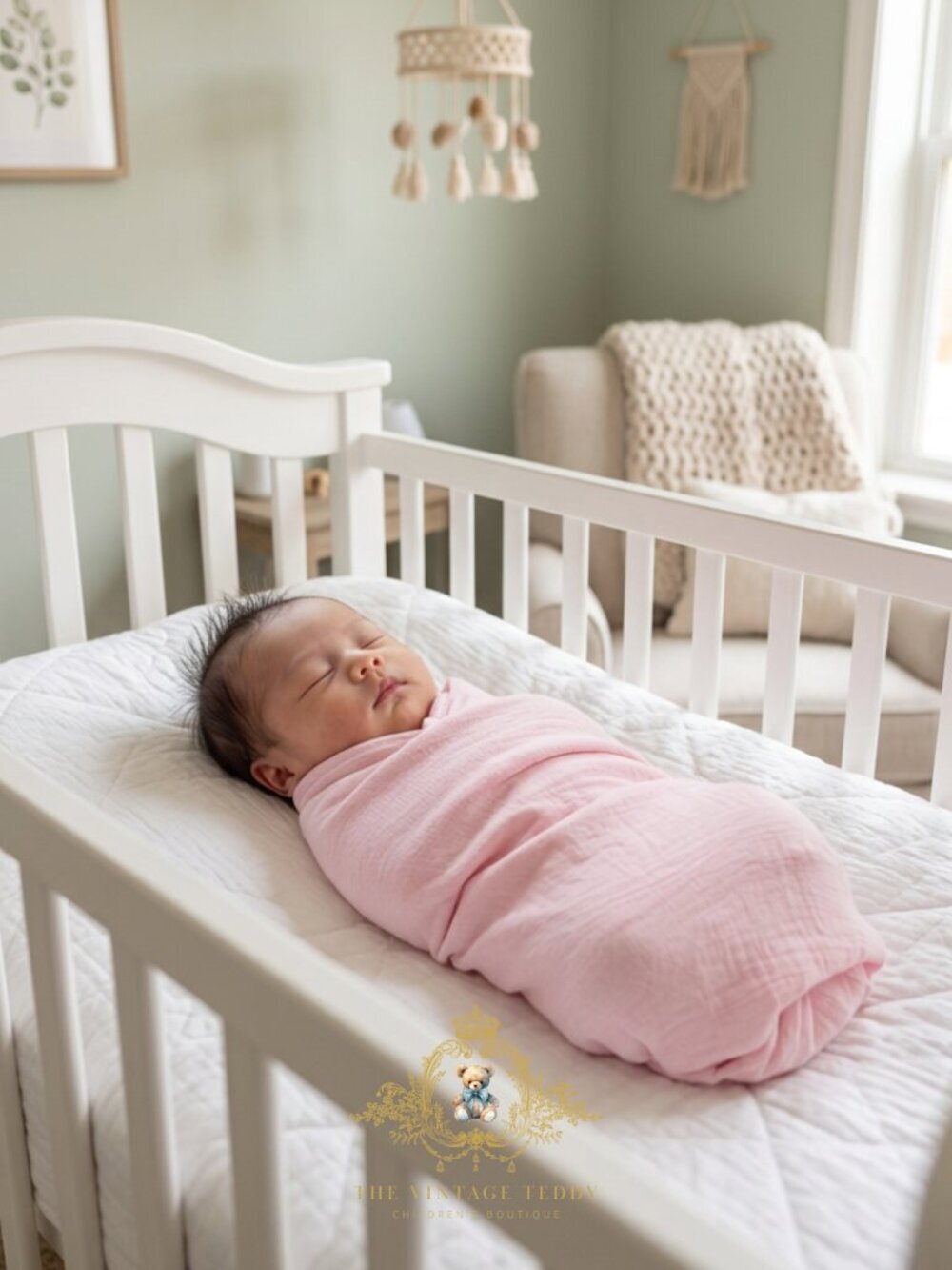 NWT Cute Baby Girls Swaddling Receiving Blanket Bamboo Cotton Muslin Pastel Pink